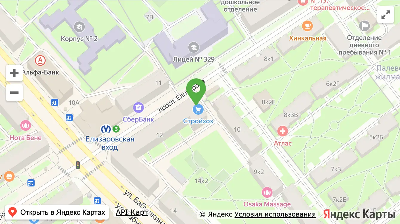 Карта: МедЛаб Елизаровская