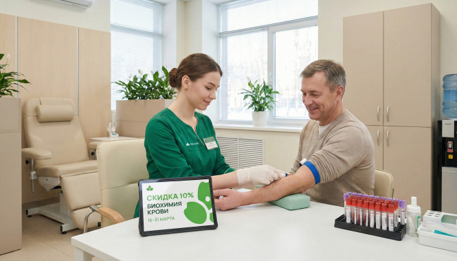 Биохимия крови со скидкой 10% — проверьте организм до конца марта